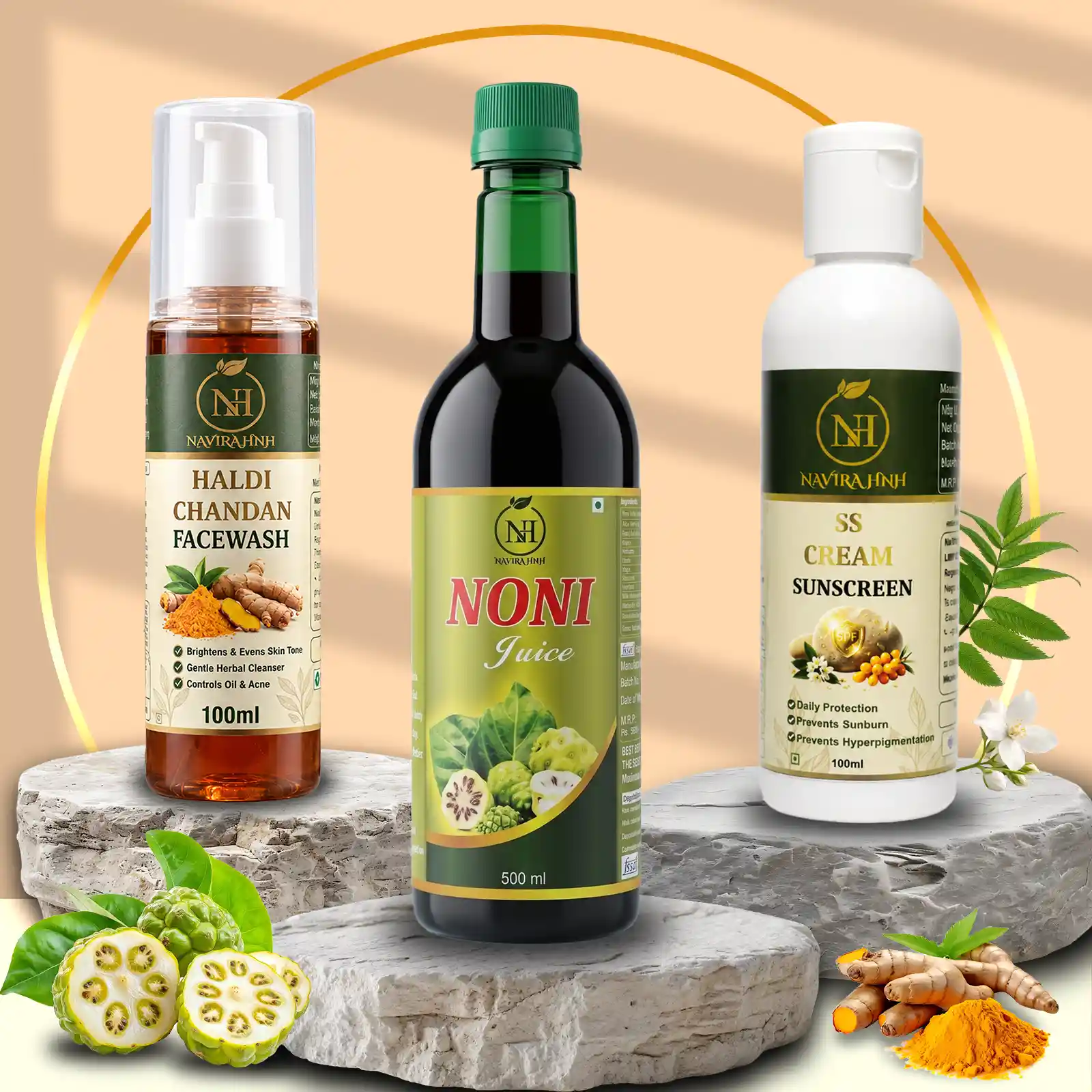 Haldi Chandan Facewash, SS Cream & Noni Juice| Daily Wellness & Glow |Exclusive Festive Combo